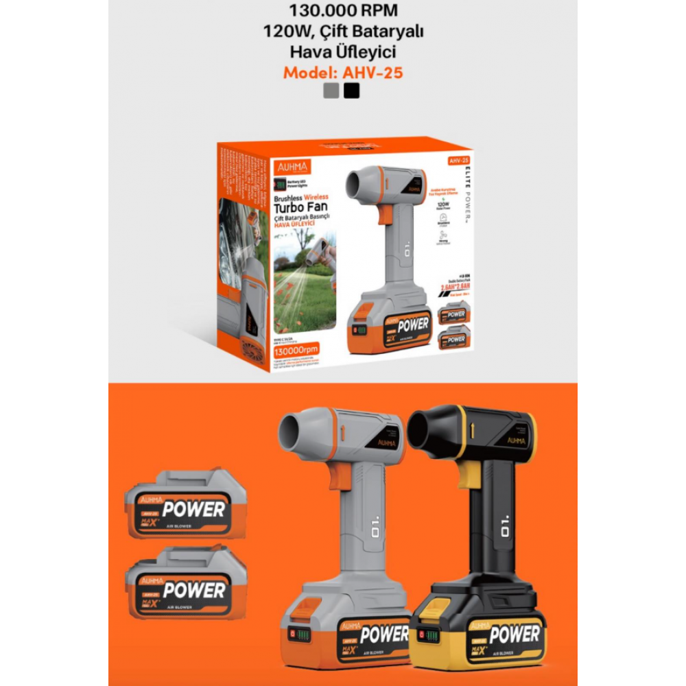 Turbo Fan Çift Bataryalı, 130.000RPM Hızında 120Watt, Hava Üfleyici